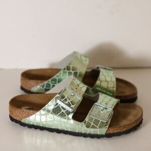Birkenstock Arizona Metallic Gator Gleam Sandals Women 37 US 6 6.6 Leather Slide